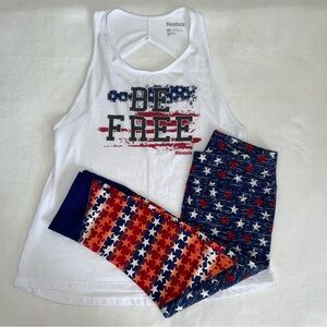 Reebok White 'Be Free' Tank with Star Leggings